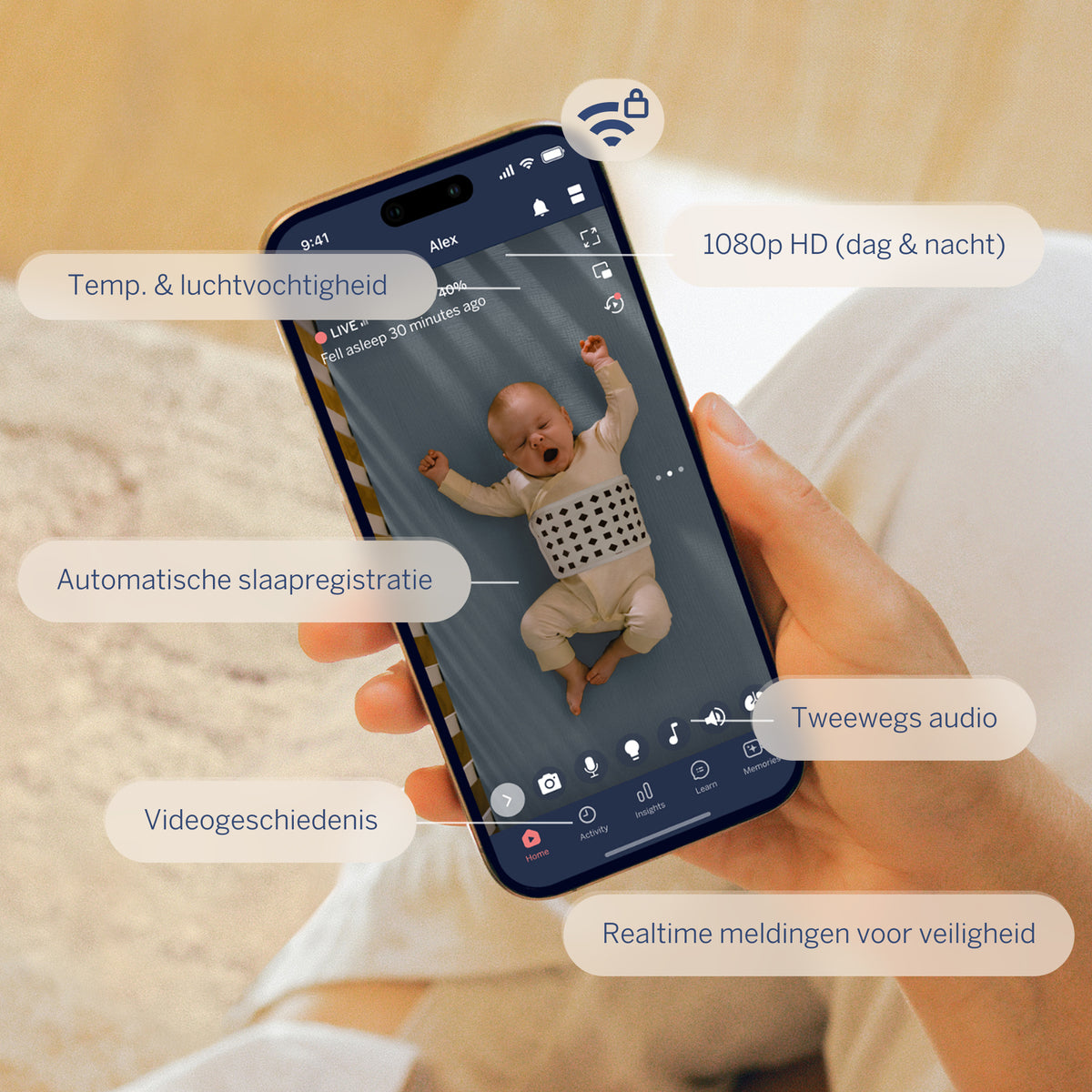 Nanit Pro camera babyfoon met app en Flex Stand